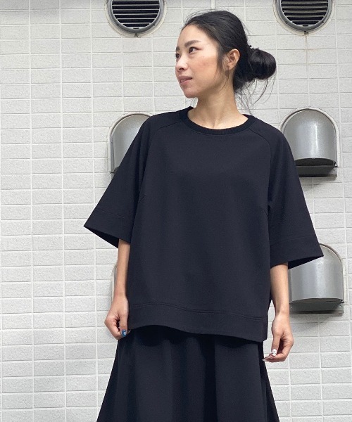 AVIE（アビィ）の「ミニ裏毛ラグランスリーブトツプス（Tシャツ/カットソー・レディース・オフホワイト/レンガ/ブラック・38）」の3枚目の写真