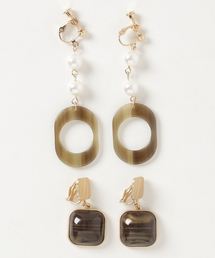 マーブル　イヤリング 　ファッション セット