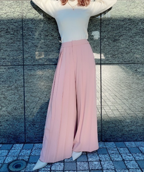 EIMY ISTOIRE(エイミーイストワール)の「プリーツデザインフレアパンツ(その他パンツ・レディース・サックスブルー/オレンジ/ピンク/ベージュ/ブラック/ミント・SMALL/MEDIUM)」の6枚目の写真