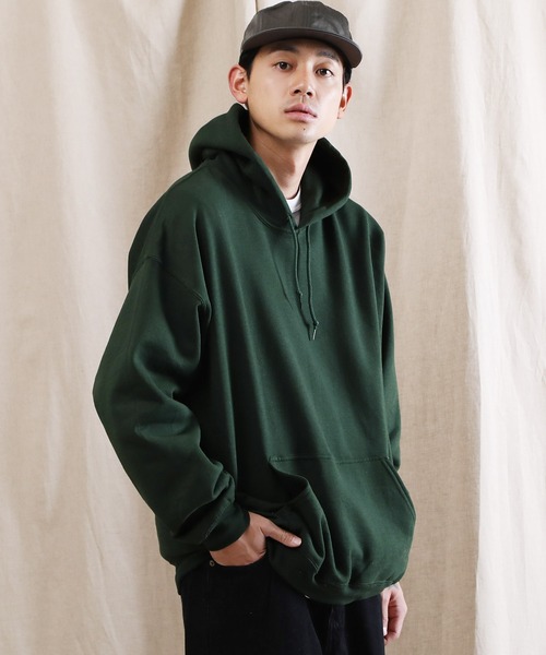 GILDAN(ギルダン)の「GILDAN / ギルダン USAオーバーサイズ ロングスリーブ プルオーバー パーカー / 裏起毛(パーカー・メンズ・ホワイト/ブラック/ダークグリーン/パープル/ネイビー/レッド/ピンク/イエロー/オレンジ/インディゴブルー/サンドベージュ/ヘザーグレー/杢グレー/グリーン系その他/ブルー系その他/マルーン/ロイヤルブルー/チャコール/グリーン系その他2・SMALL/MEDIUM/LARGE/X-LARGE)」の7枚目の写真