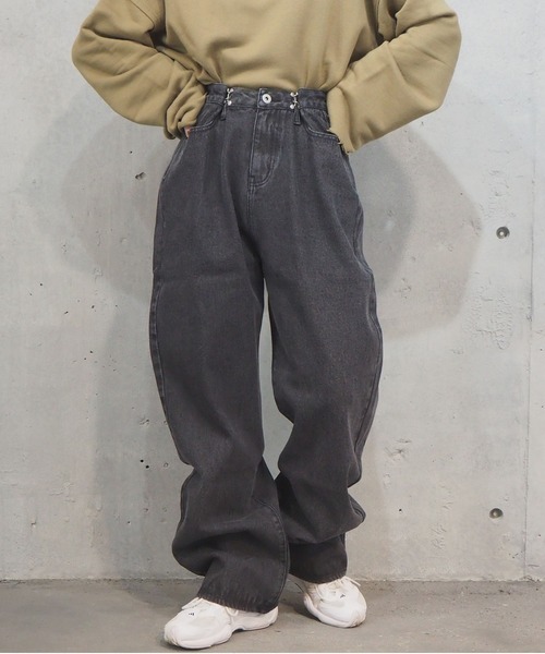 tiptop（ティップトップ）の「ウエストフックルーズデニム[2サイズ展開]（デニムパンツ・レディース・ブラック/サックスブルー/スミクロ/アイボリー/ネイビー/ブルー/ブラック系その他/ダークブルー・S/M）」の18枚目の写真