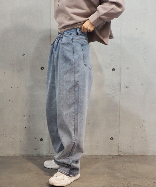 tiptop（ティップトップ）の「ウエストフックルーズデニム[2サイズ展開]（デニムパンツ・レディース・ブラック/サックスブルー/スミクロ/アイボリー/ネイビー/ブルー/ブラック系その他/ダークブルー・S/M）」の12枚目の写真