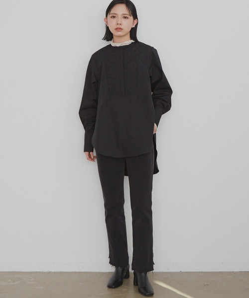 Aunt Marie's(アントマリーズ)の「キルティングシャツ/AUNT MARIE'S(シャツ/ブラウス・レディース・ブラック/ライトグリーン/アイボリー・FREE)」の11枚目の写真