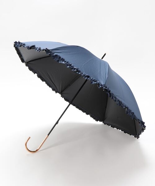 estaa(エスタ)の「晴雨兼用日傘 フリル(長傘)」|ダークブルー