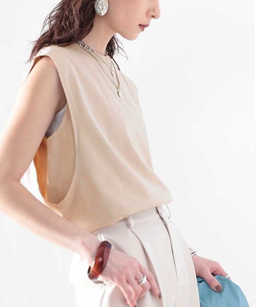 classicalelf（クラシカルエルフ）の「脇下安心！1枚で使える、レイヤードタンク（タンクトップ・レディース・ホワイト/ブラック/グレイッシュベージュ/ベージュ・MEDIUM/LARGE/X-LARGE/XX-LARGE）」の13枚目の写真