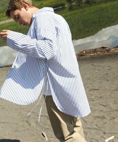 NILWAY（ニルウェイ）の「マルチウェイサイドコードルーズシャツ（シャツ/ブラウス・メンズ・ホワイト/ブラック/ブルー/ホワイト系/ホワイト系1/グレイッシュベージュ/チャコール・MEDIUM/LARGE）」の3枚目の写真