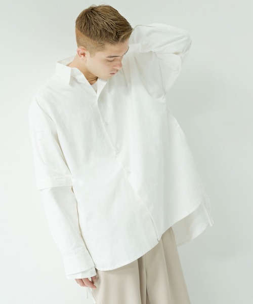 NILWAY（ニルウェイ）の「マルチウェイサイドコードルーズシャツ（シャツ/ブラウス・メンズ・ホワイト/ブラック/ブルー/ホワイト系/ホワイト系1/グレイッシュベージュ/チャコール・MEDIUM/LARGE）」の16枚目の写真