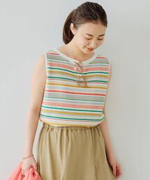 green label relaxing | [ 手洗い可能 ] CFC マルチ ボーダー ノースリーブ プルオーバー ニット(ニット/セーター)