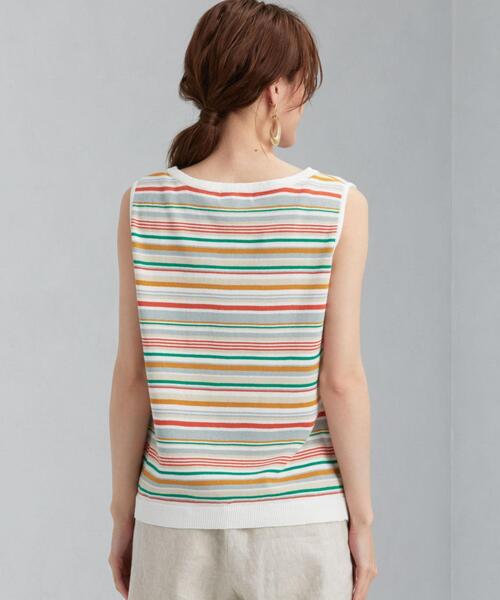 green label relaxing（グリーンレーベルリラクシング）の「[ 手洗い可能 ] CFC マルチ ボーダー ノースリーブ プルオーバー ニット（ニット/セーター・レディース・ブラック/オレンジ・FREE）」の12枚目の写真