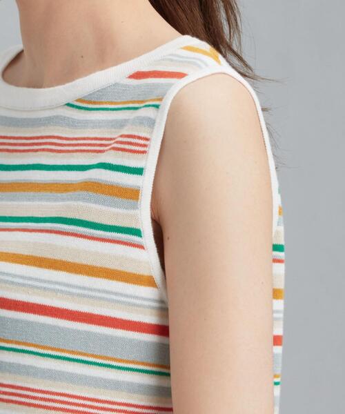 green label relaxing（グリーンレーベルリラクシング）の「[ 手洗い可能 ] CFC マルチ ボーダー ノースリーブ プルオーバー ニット（ニット/セーター・レディース・ブラック/オレンジ・FREE）」の11枚目の写真