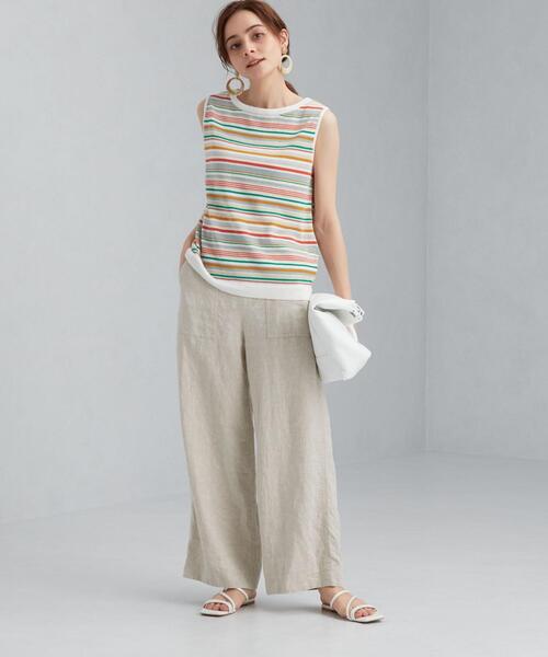 green label relaxing（グリーンレーベルリラクシング）の「[ 手洗い可能 ] CFC マルチ ボーダー ノースリーブ プルオーバー ニット（ニット/セーター・レディース・ブラック/オレンジ・FREE）」の10枚目の写真