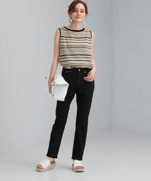 green label relaxing（グリーンレーベルリラクシング）の「[ 手洗い可能 ] CFC マルチ ボーダー ノースリーブ プルオーバー ニット（ニット/セーター・レディース・ブラック/オレンジ・FREE）」の13枚目の写真