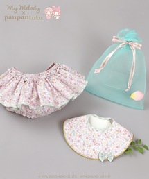 panpantutu（パンパンチュチュ）の「【マイメロディ】フラワーベビーセット（ビブ＋ブルマ＋巾着）（ベビーギフト・キッズ）」