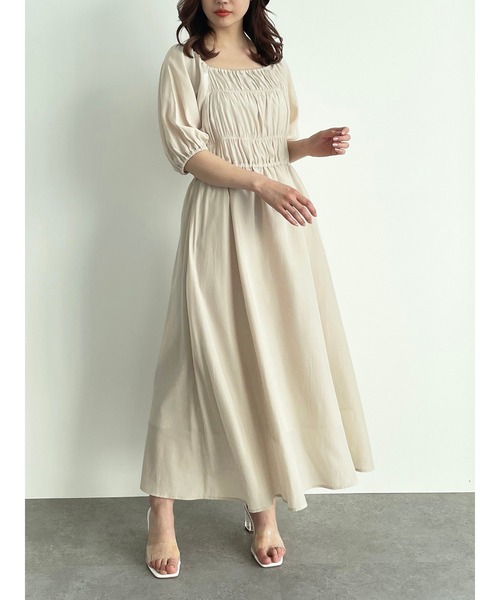 SLURR（スラ―）の「シャーリングバックリボンフレアワンピース（ワンピース・レディース・その他8/ブラック・FREE）」の15枚目の写真