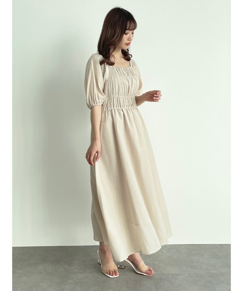 SLURR（スラ―）の「シャーリングバックリボンフレアワンピース（ワンピース・レディース・その他8/ブラック・FREE）」の9枚目の写真