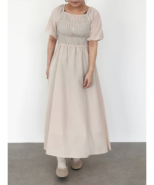 SLURR（スラ―）の「シャーリングバックリボンフレアワンピース（ワンピース・レディース・その他8/ブラック・FREE）」の4枚目の写真