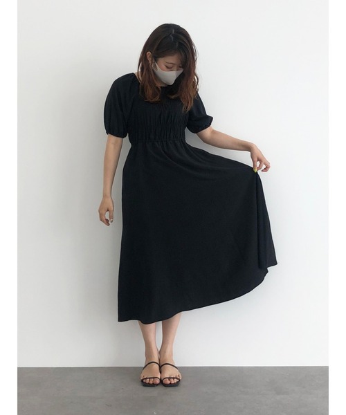 SLURR（スラ―）の「シャーリングバックリボンフレアワンピース（ワンピース・レディース・その他8/ブラック・FREE）」の14枚目の写真