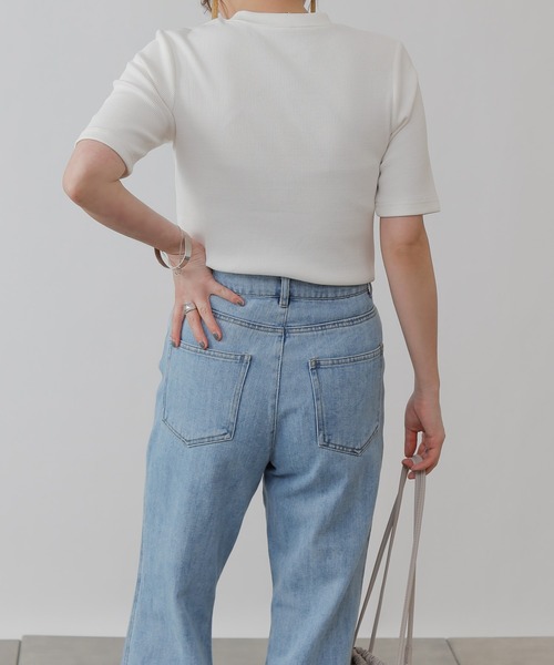 COLONY 2139(コロニートゥーワンスリーナイン)の「ギザコットンリブ5分袖Tシャツ(Tシャツ/カットソー・レディース・ブラック/ブルー/オフホワイト・SMALL/MEDIUM/LARGE)」の16枚目の写真