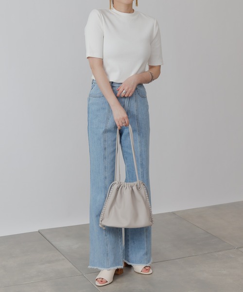 COLONY 2139(コロニートゥーワンスリーナイン)の「ギザコットンリブ5分袖Tシャツ(Tシャツ/カットソー・レディース・ブラック/ブルー/オフホワイト・SMALL/MEDIUM/LARGE)」の20枚目の写真