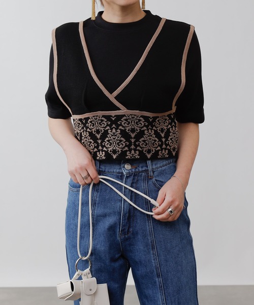 COLONY 2139(コロニートゥーワンスリーナイン)の「ギザコットンリブ5分袖Tシャツ(Tシャツ/カットソー・レディース・ブラック/ブルー/オフホワイト・SMALL/MEDIUM/LARGE)」の10枚目の写真