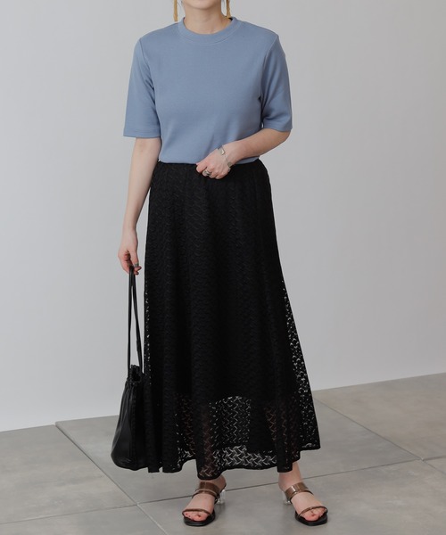 COLONY 2139(コロニートゥーワンスリーナイン)の「ギザコットンリブ5分袖Tシャツ(Tシャツ/カットソー・レディース・ブラック/ブルー/オフホワイト・SMALL/MEDIUM/LARGE)」の15枚目の写真