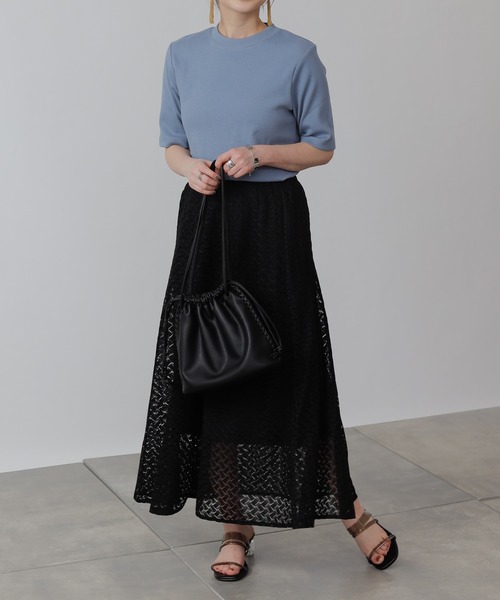 COLONY 2139(コロニートゥーワンスリーナイン)の「ギザコットンリブ5分袖Tシャツ(Tシャツ/カットソー・レディース・ブラック/ブルー/オフホワイト・SMALL/MEDIUM/LARGE)」の19枚目の写真