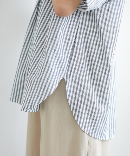 CRAFT STANDARD BOUTIQUE（クラフトスタンダードブティック）の「スキッパーリネンブレンドシャツ　＊◇（シャツ/ブラウス・レディース・ベージュ/ブルー系その他4/ネイビー/パープル/ストライプ/ブルー/オレンジ/アイボリー・FREE）」の16枚目の写真