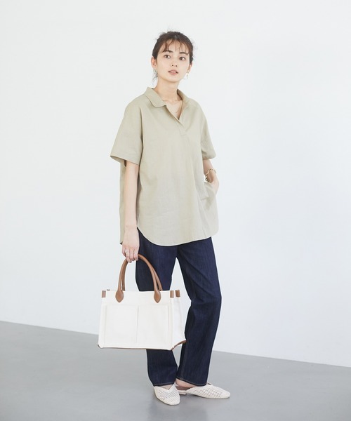 CRAFT STANDARD BOUTIQUE（クラフトスタンダードブティック）の「スキッパーリネンブレンドシャツ　＊◇（シャツ/ブラウス・レディース・ベージュ/ブルー系その他4/ネイビー/パープル/ストライプ/ブルー/オレンジ/アイボリー・FREE）」の18枚目の写真