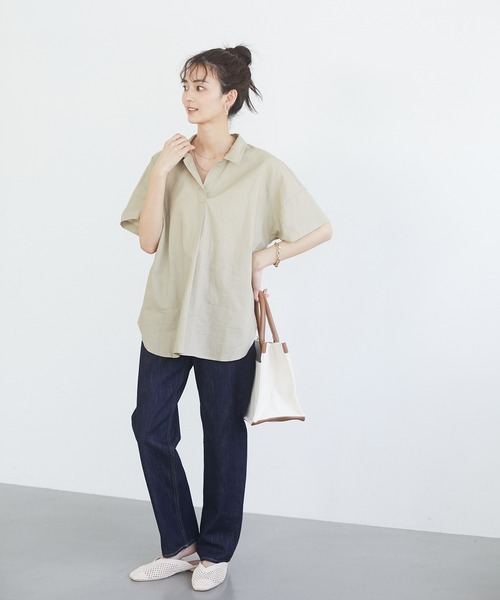 CRAFT STANDARD BOUTIQUE（クラフトスタンダードブティック）の「スキッパーリネンブレンドシャツ　＊◇（シャツ/ブラウス・レディース・ベージュ/ブルー系その他4/ネイビー/パープル/ストライプ/ブルー/オレンジ/アイボリー・FREE）」の19枚目の写真