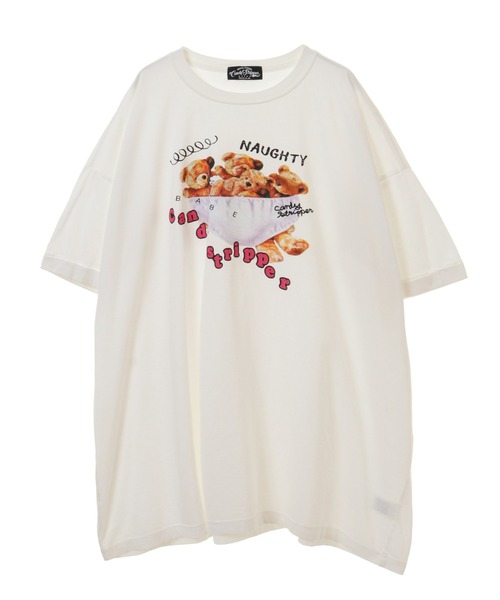 Candy Stripper（キャンディストリッパー）の「BEARS IN LINGERIE BIG BIG Tシャツ（Tシャツ/カットソー・レディース・ピンク/ブラック/オフホワイト/ライトブルー・2）」の2枚目の写真
