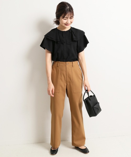 SLOBE IENA（スローブイエナ）の「ドビードットカスケードカラーブラウス【手洗い可能】◆（シャツ/ブラウス・レディース・ホワイト/ブラック/ピンク・FREE）」の8枚目の写真