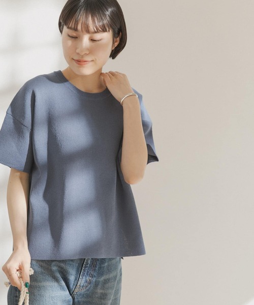 FORK&SPOON（フォークアンドスプーン）の「FORK&SPOON　ペーパーニットTシャツ（Tシャツ/カットソー・レディース・ダークブラウン/アイボリー/ブルー系その他・ONE）」の22枚目の写真