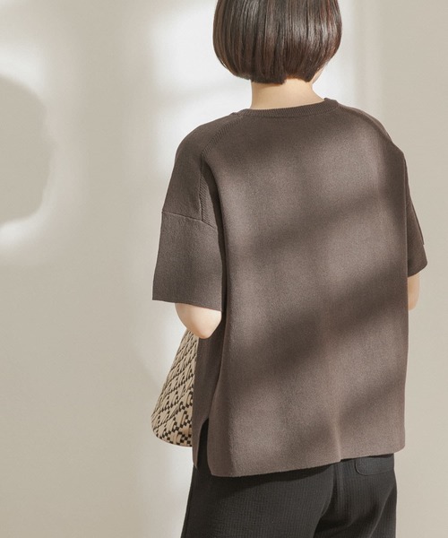 FORK&SPOON（フォークアンドスプーン）の「FORK&SPOON　ペーパーニットTシャツ（Tシャツ/カットソー・レディース・ダークブラウン/アイボリー/ブルー系その他・ONE）」の5枚目の写真