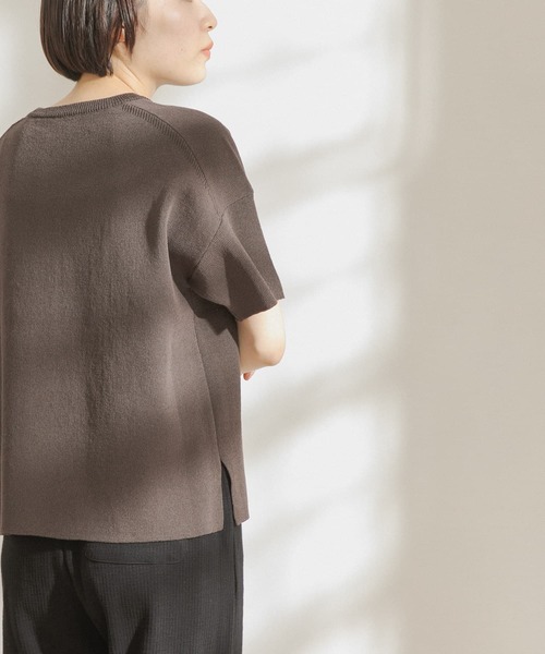 FORK&SPOON（フォークアンドスプーン）の「FORK&SPOON　ペーパーニットTシャツ（Tシャツ/カットソー・レディース・ダークブラウン/アイボリー/ブルー系その他・ONE）」の6枚目の写真