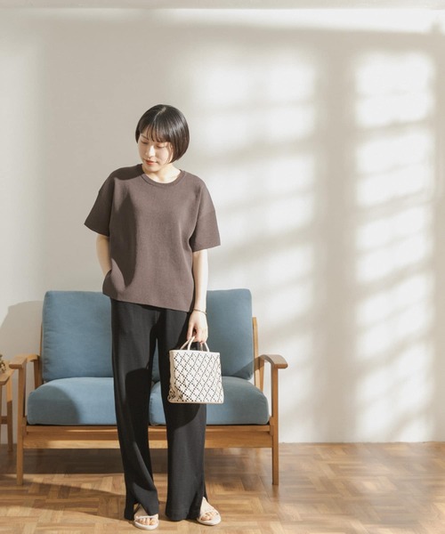 FORK&SPOON（フォークアンドスプーン）の「FORK&SPOON　ペーパーニットTシャツ（Tシャツ/カットソー・レディース・ダークブラウン/アイボリー/ブルー系その他・ONE）」の7枚目の写真