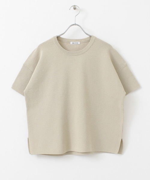 FORK&SPOON（フォークアンドスプーン）の「FORK&SPOON　ペーパーニットTシャツ（Tシャツ/カットソー・レディース・ダークブラウン/アイボリー/ブルー系その他・ONE）」の8枚目の写真