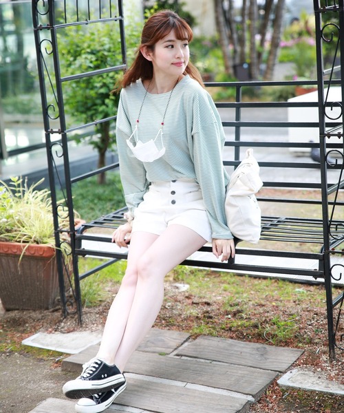 WESTSEA（ウエストシー）の「ストレッチデニム バックシャーリング ショートパンツ（その他パンツ・レディース・ホワイト/サックスブルー/ブルー・LL/M/L/S）」の4枚目の写真