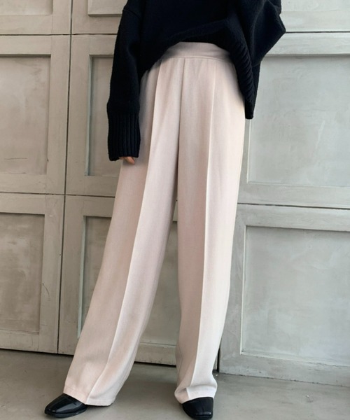 moment+(モーメントプラス)の「【2021-22A/W New Arrival】チェック&ヘリンボーン柄ストレートパンツ(スラックス・レディース・チャコールグレー/ブラウン系その他/グレー/ブラウン/ベージュ・S/M/L)」の1枚目の写真