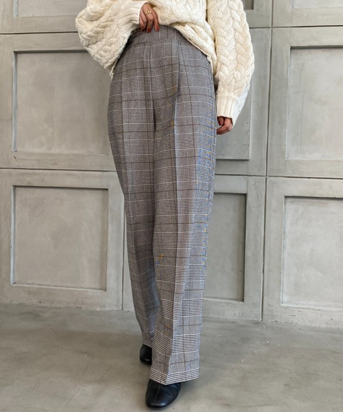 moment+(モーメントプラス)の「【2021-22A/W New Arrival】チェック&ヘリンボーン柄ストレートパンツ(スラックス・レディース・チャコールグレー/ブラウン系その他/グレー/ブラウン/ベージュ・S/M/L)」の13枚目の写真