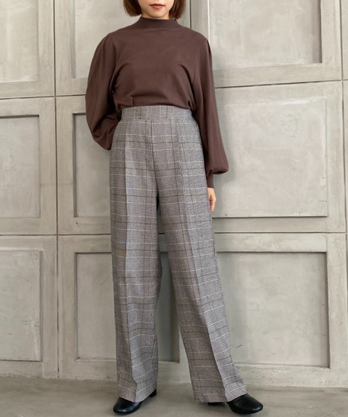 moment+(モーメントプラス)の「【2021-22A/W New Arrival】チェック&ヘリンボーン柄ストレートパンツ(スラックス・レディース・チャコールグレー/ブラウン系その他/グレー/ブラウン/ベージュ・S/M/L)」の11枚目の写真
