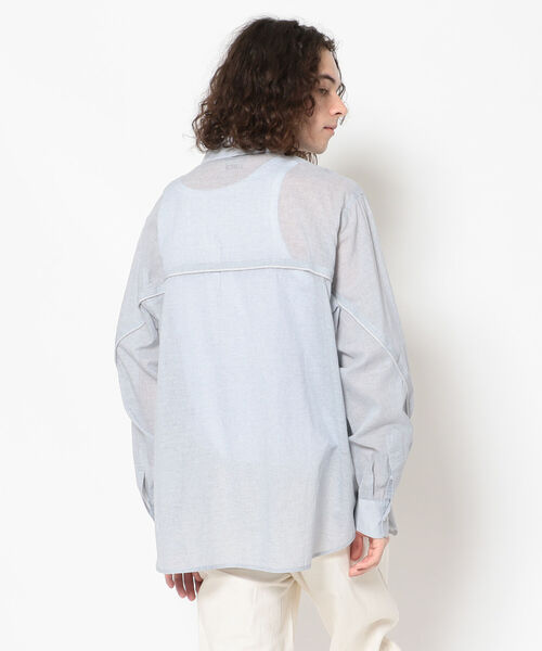 LUSOR（ルーソル）の「LUSOR（ルーソル）バイオローンシャツ（シャツ/ブラウス・メンズ・ホワイト/ブルー/グレー・FREE）」の4枚目の写真