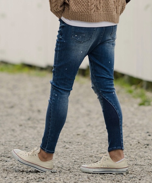 30%OFF【CAMBIO(カンビオ)】11oz Damage Paint Stretch Denim