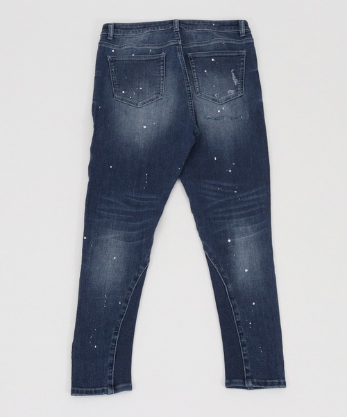 CAMBIO（カンビオ）の「mp9083-Damage Paint Stretch Denim Skinny Rib Pants パンツ（デニムパンツ・メンズ・ブラック/インディゴブルー/ダークインディゴブルー・M/S/L）」の21枚目の写真