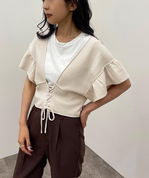 apres jour mignon（アプレジュールミニョン）の「2WAYビスチェ【ZOZOTOWN限定アイテム】（ベスト・レディース・ブラック/パープル/アイボリー・フリー/X-LARGE）」の5枚目の写真
