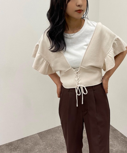 apres jour mignon（アプレジュールミニョン）の「2WAYビスチェ【ZOZOTOWN限定アイテム】（ベスト・レディース・ブラック/パープル/アイボリー・フリー/X-LARGE）」の4枚目の写真
