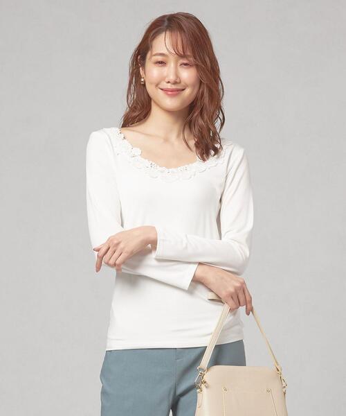 closet story(クローゼットストーリー)の「<closet story(クローゼットストーリー)>フロントレース インナー カットソー(Tシャツ/カットソー・レディース・ブラック/ホワイト・FREE)」の2枚目の写真