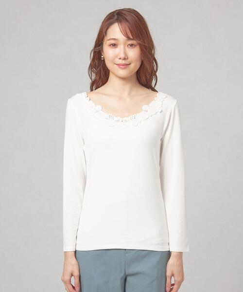 closet story(クローゼットストーリー)の「<closet story(クローゼットストーリー)>フロントレース インナー カットソー(Tシャツ/カットソー・レディース・ブラック/ホワイト・FREE)」の3枚目の写真