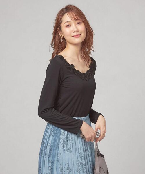 closet story(クローゼットストーリー)の「<closet story(クローゼットストーリー)>フロントレース インナー カットソー(Tシャツ/カットソー・レディース・ブラック/ホワイト・FREE)」の11枚目の写真