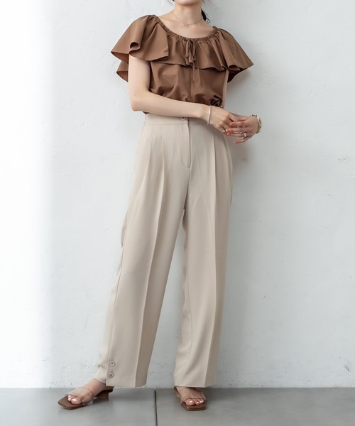 mystic(ミスティック)の「ノースリラッフルブラウス(シャツ/ブラウス・レディース・オフホワイト/ブラック/ブラウン・FREE)」の18枚目の写真