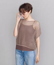 BEAUTY&YOUTH UNITED ARROWS | BY 麻ブレンドメッシュショートスリーブ ニット -ウォッシャブル-(ニット/セーター)